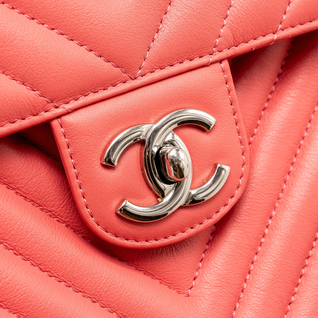 Chanel Small Urban Spirit Backpack Chevron Calfskin Pink