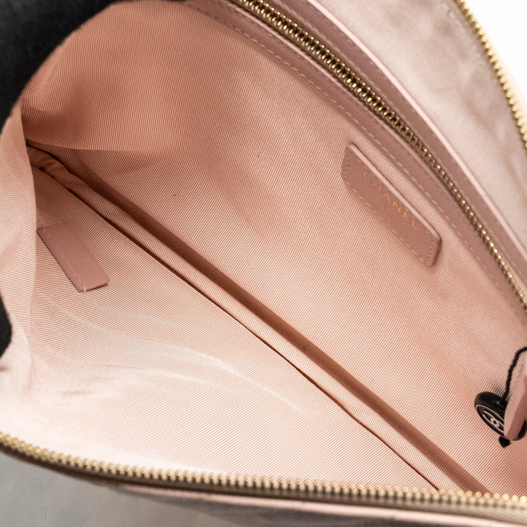 Chanel Chevron Zip Clutch calfskin light pink
