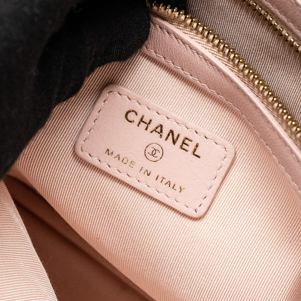 Chanel Chevron Zip Clutch calfskin light pink
