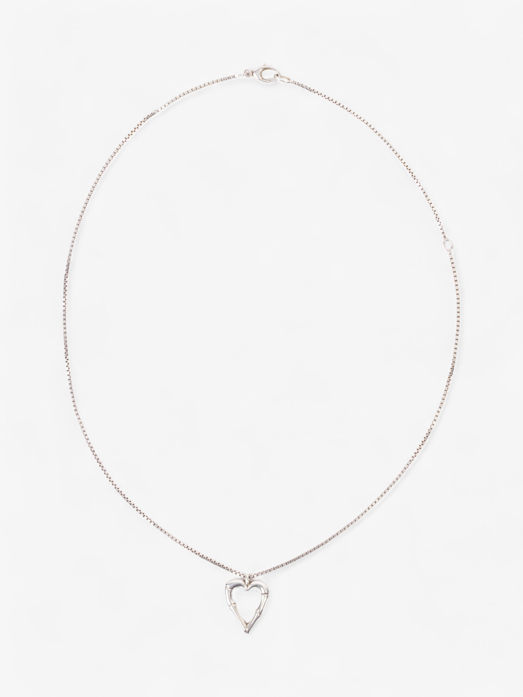 Gucci Bamboo Heart Pendant Necklace Silver Silver Sterling