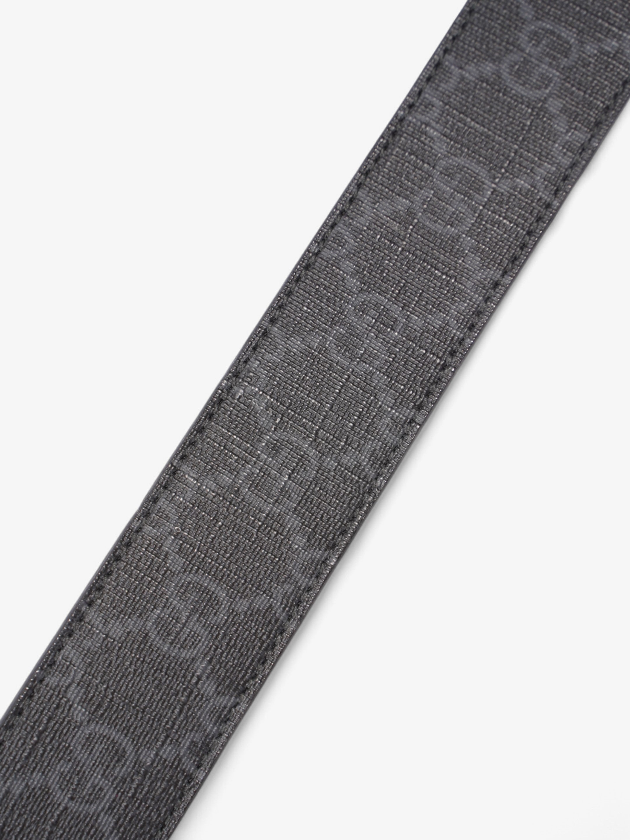 Gucci GG Rectangular Belt GG Supreme / Black / Silver Coated Canvas 95cm / 38"