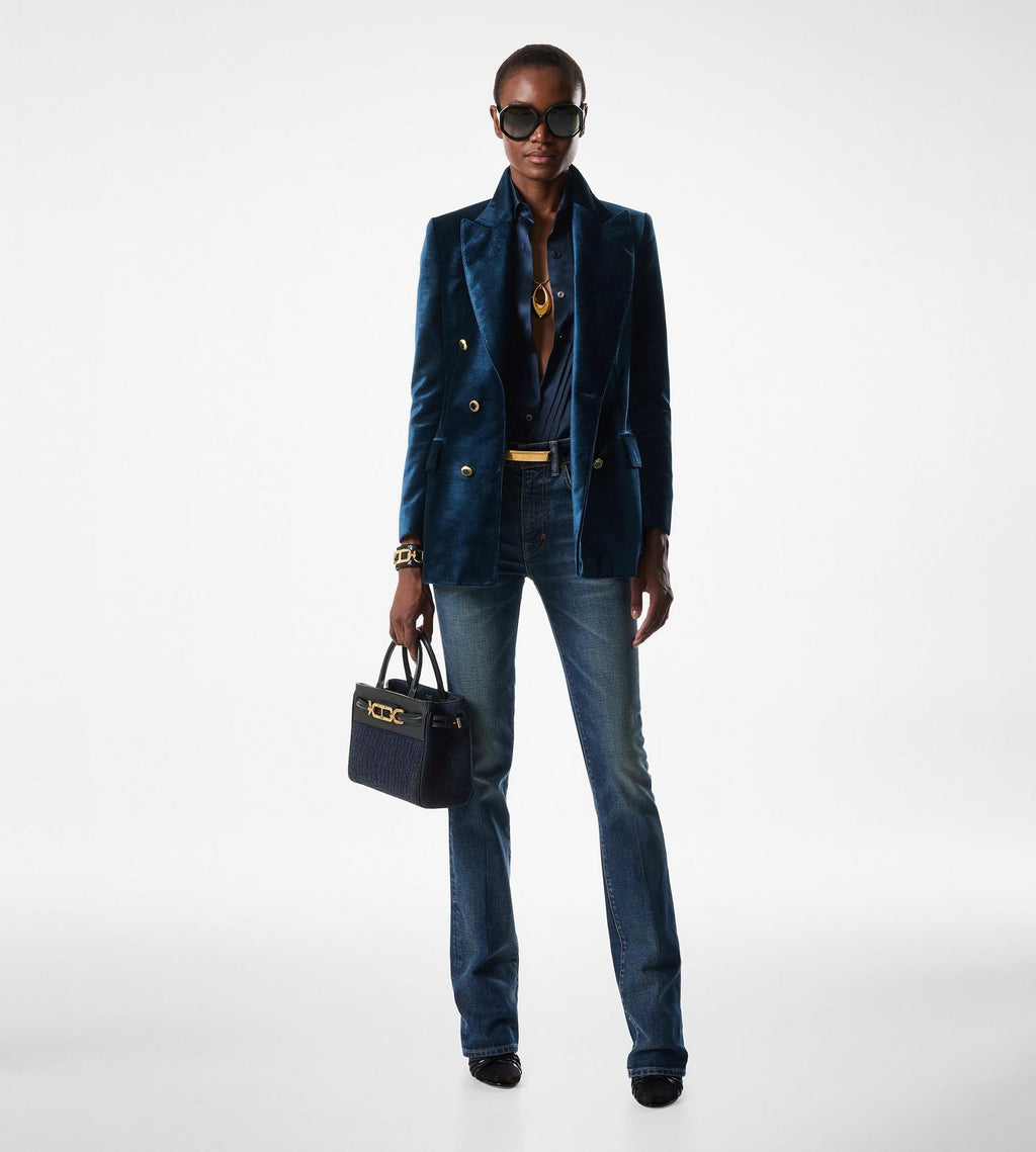 TOM FORD CROC EMBOSSED LEATHER WHITNEY SMALL BAG
