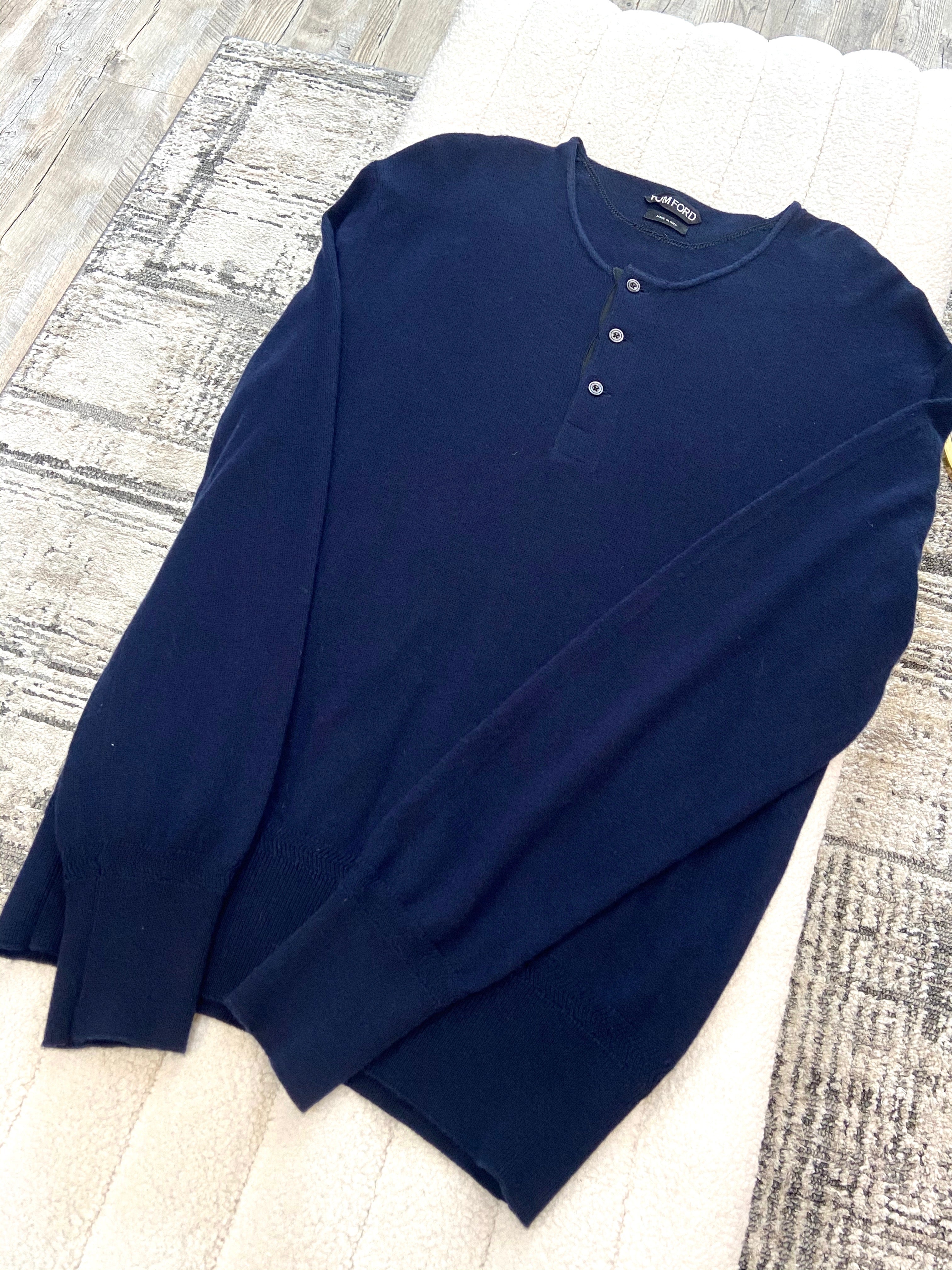 TOM FORD MEN'S COTTON CASHMERE BLEND HENLEY SWEATER