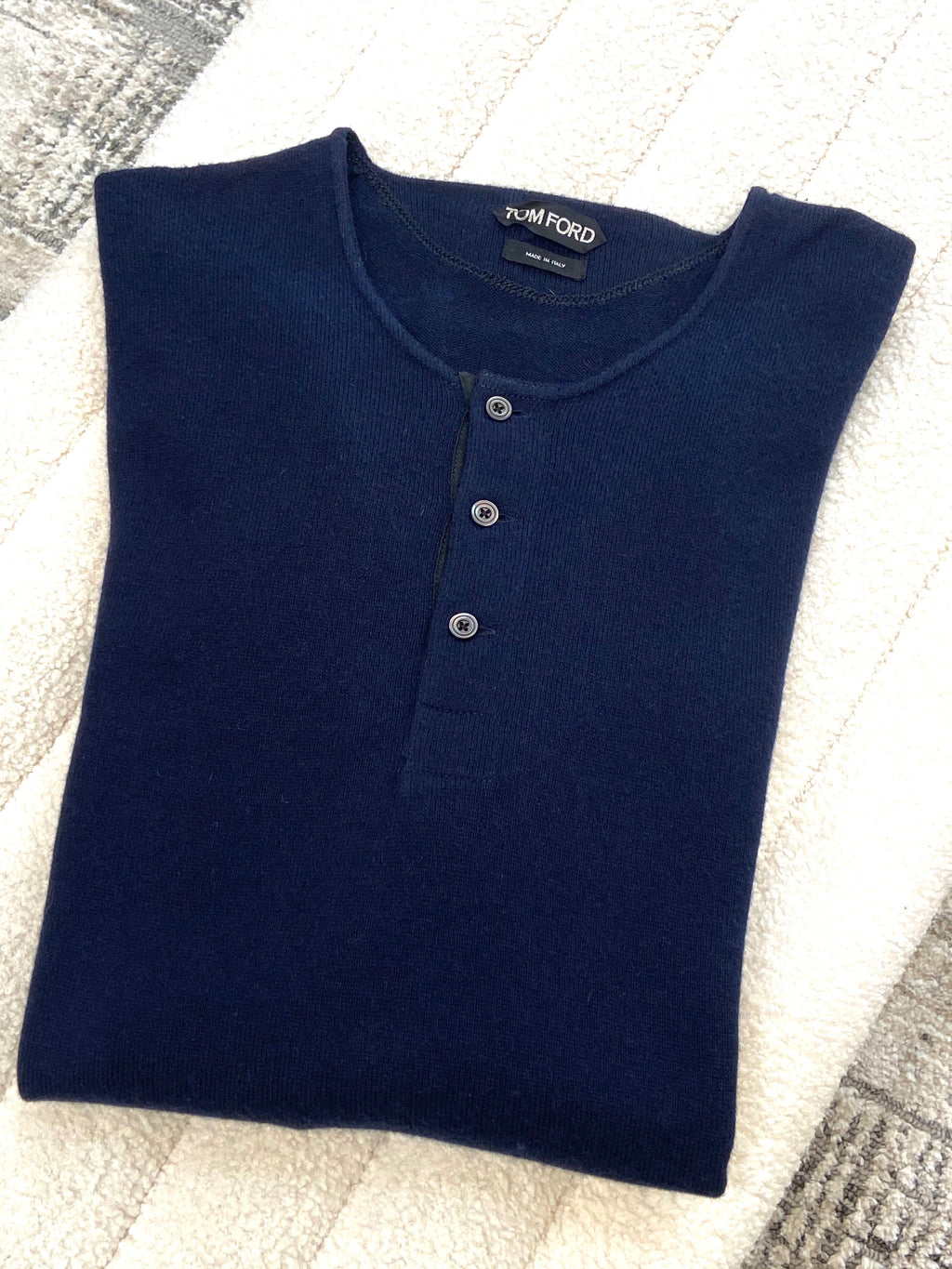 TOM FORD MEN'S COTTON CASHMERE BLEND HENLEY SWEATER