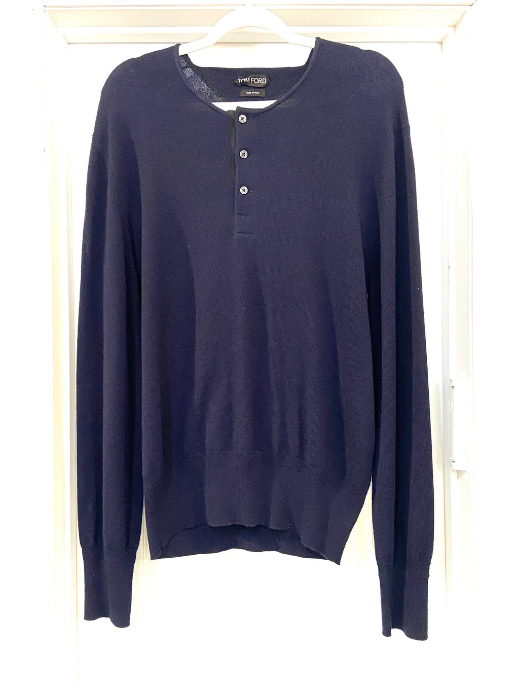 TOM FORD MEN'S COTTON CASHMERE BLEND HENLEY SWEATER