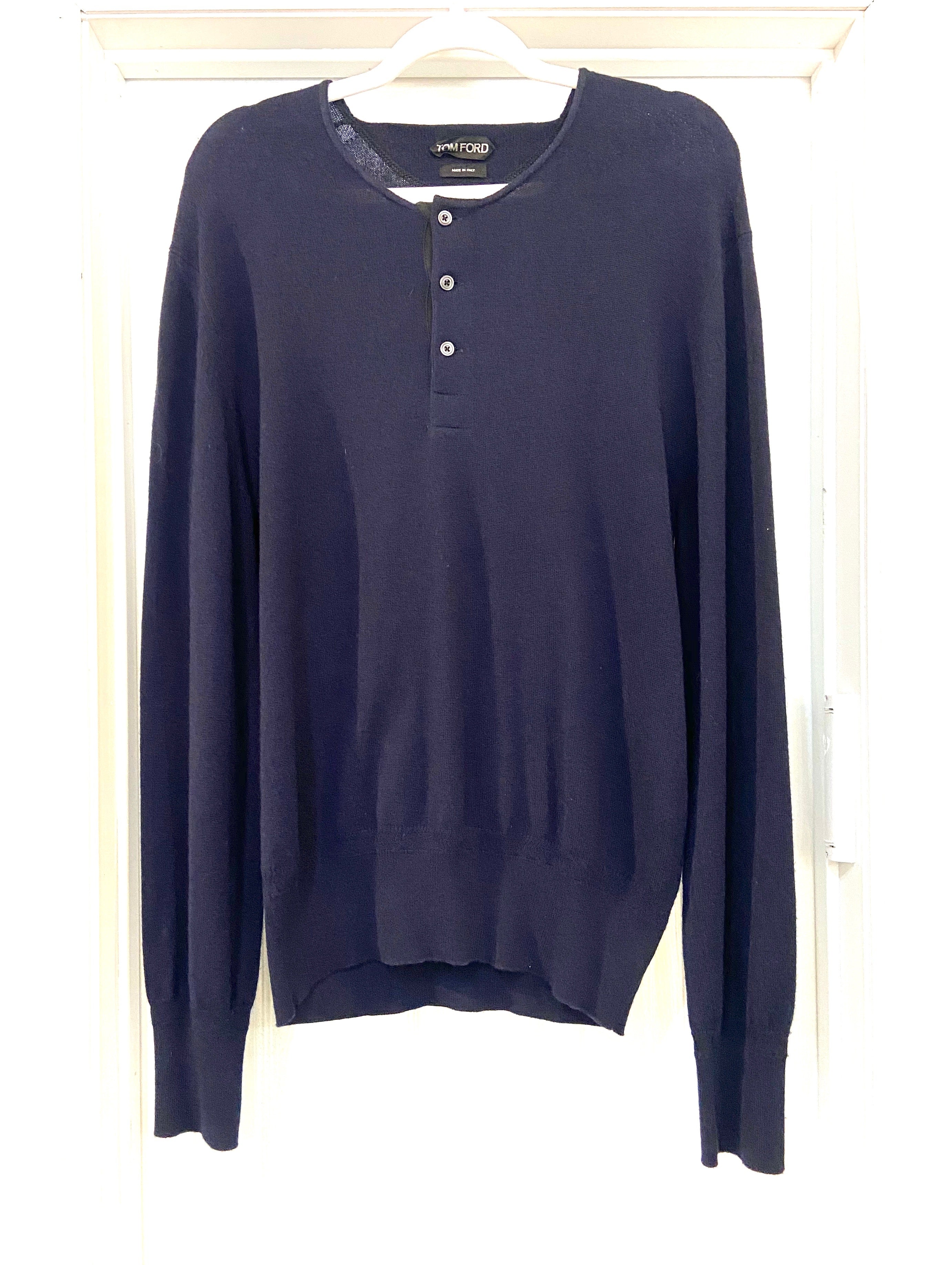 TOM FORD MEN'S COTTON CASHMERE BLEND HENLEY SWEATER