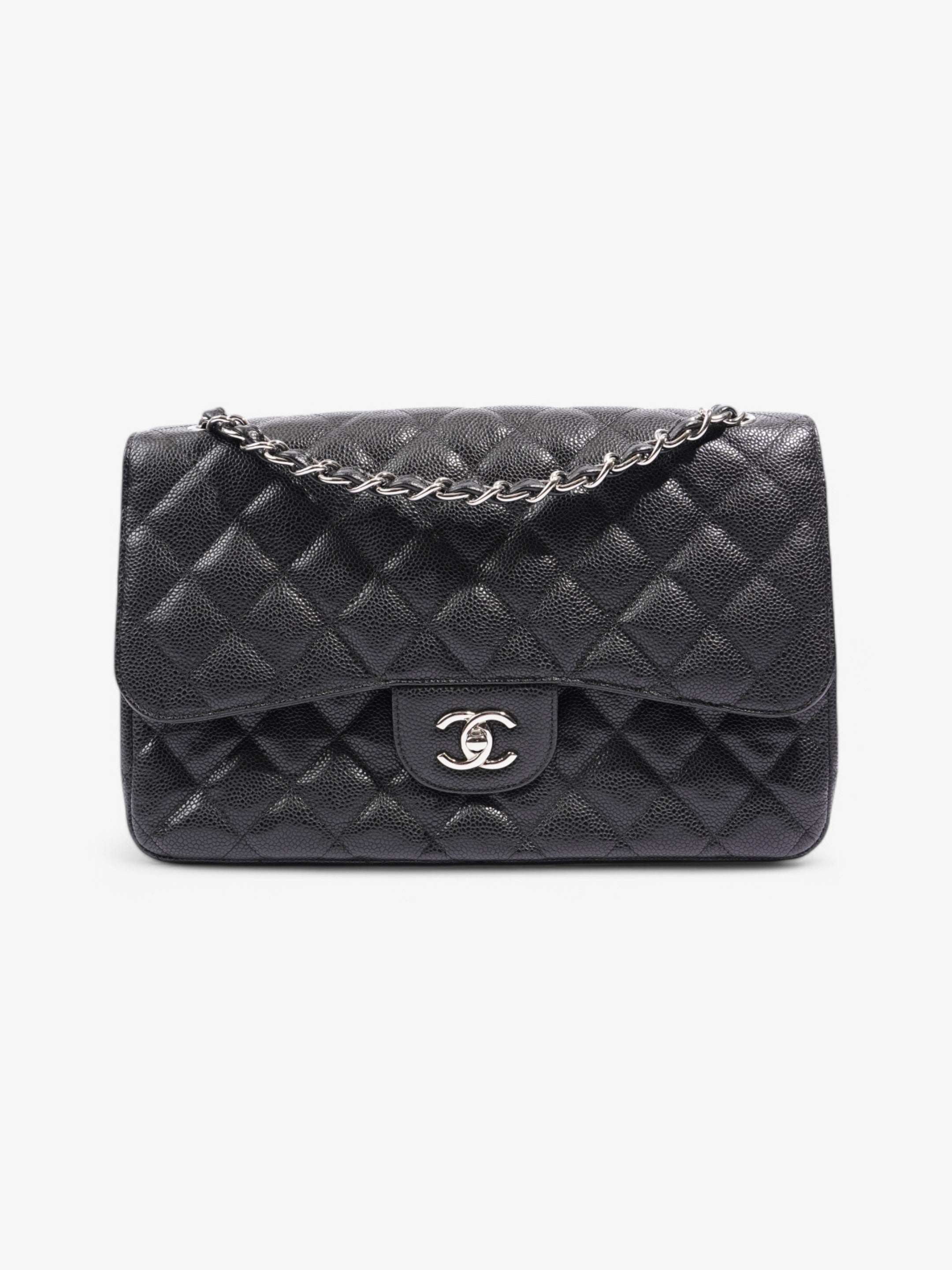 Chanel Classic Double Flap Black Caviar Leather Jumbo