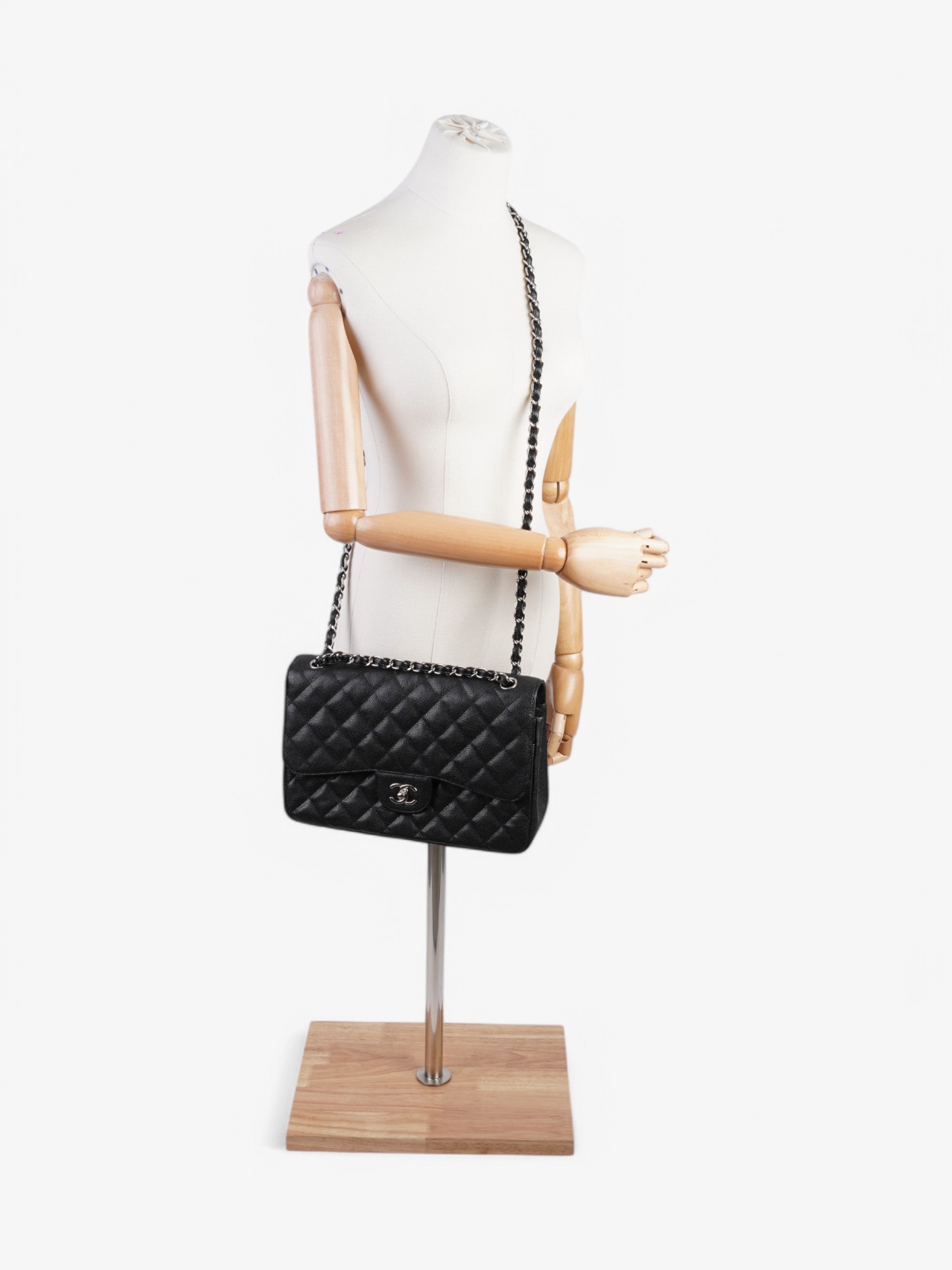 Chanel Classic Double Flap Black Caviar Leather Jumbo