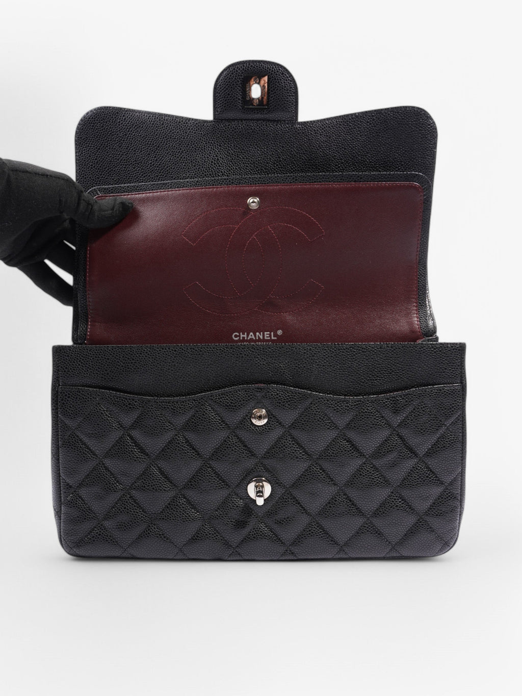 Chanel Classic Double Flap Black Caviar Leather Jumbo