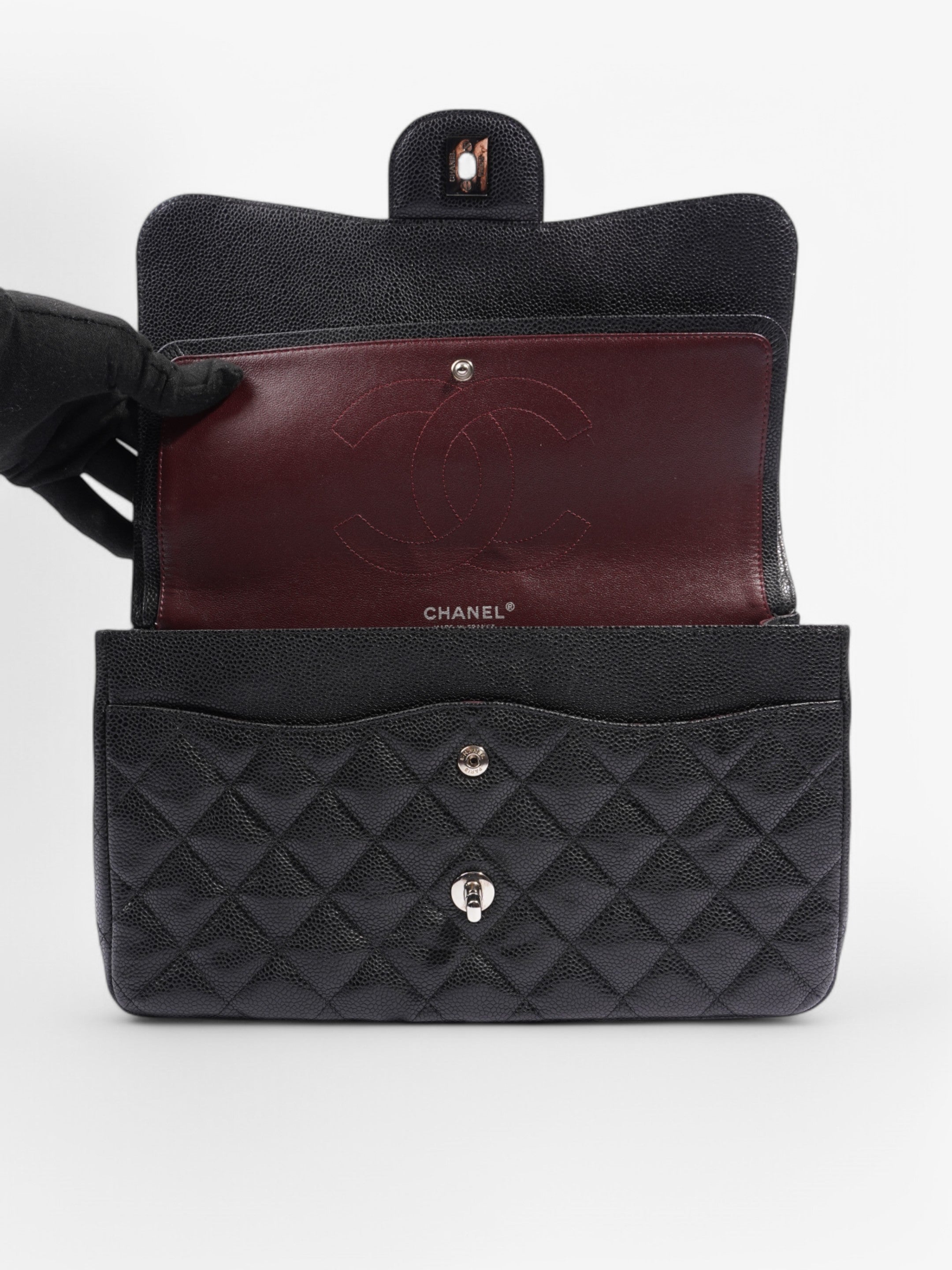 Chanel Classic Double Flap Black Caviar Leather Jumbo