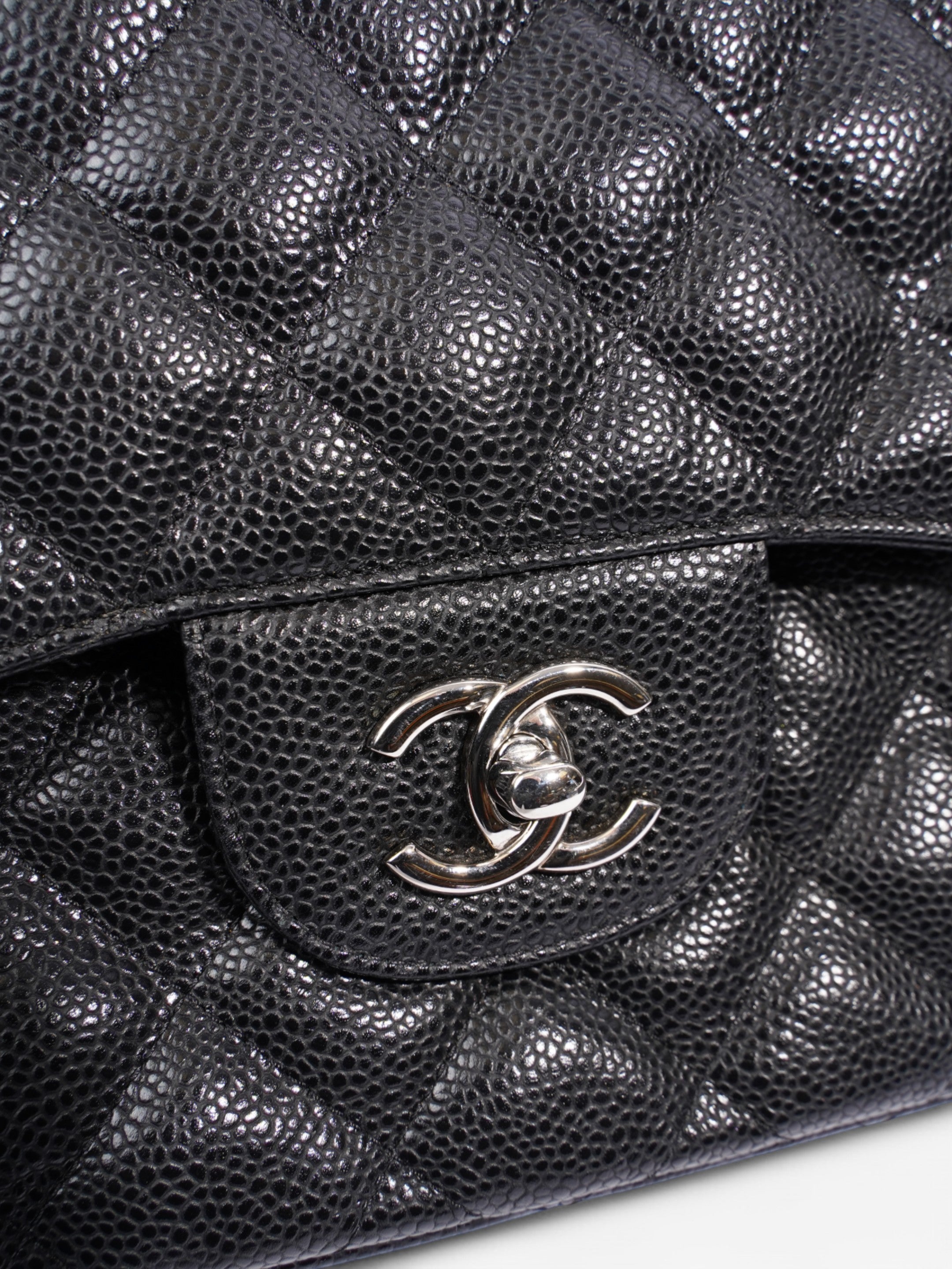 Chanel Classic Double Flap Black Caviar Leather Jumbo