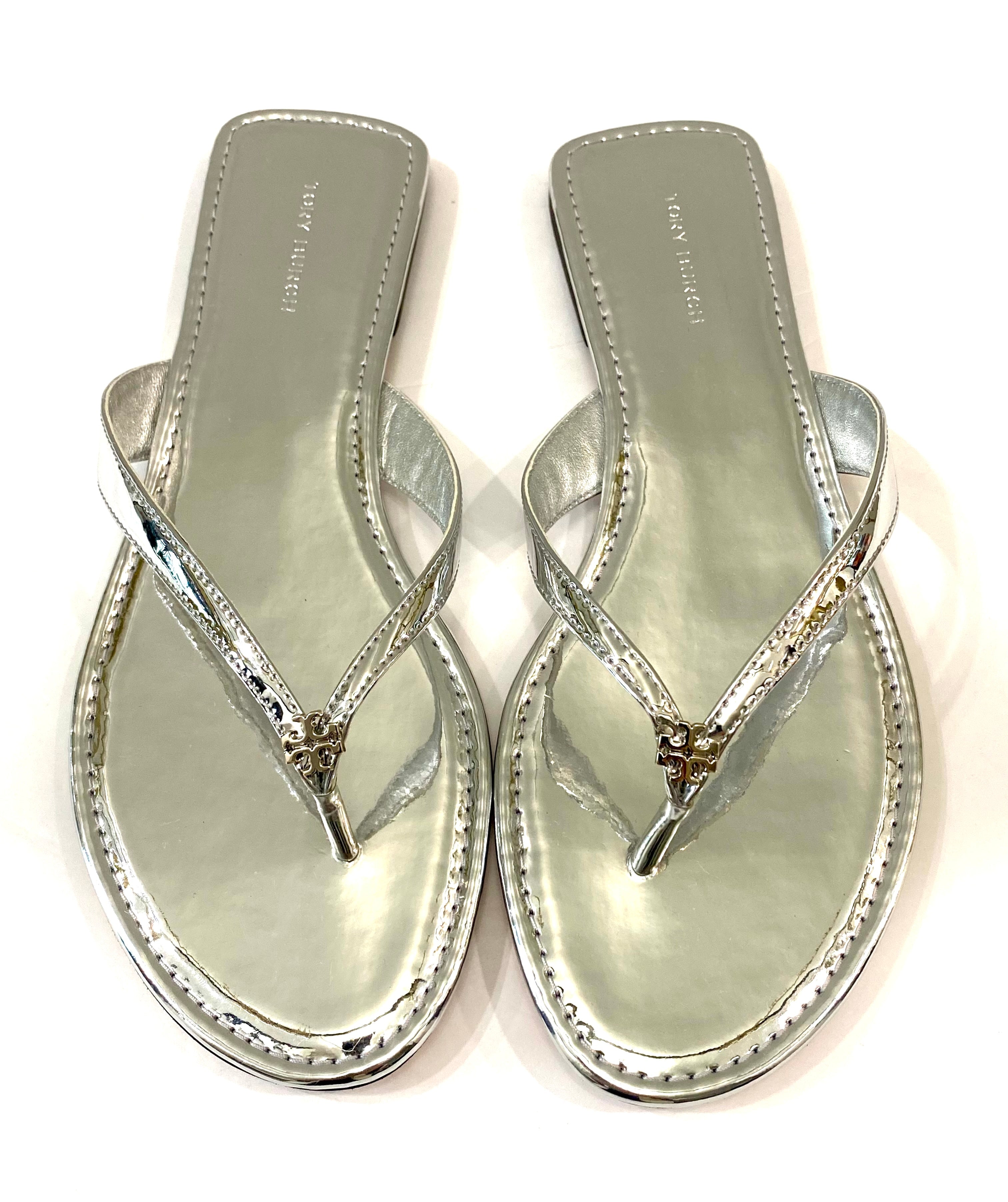 TORY BURCH METALLIC LEATHER CLASSIC FLIP FLOP