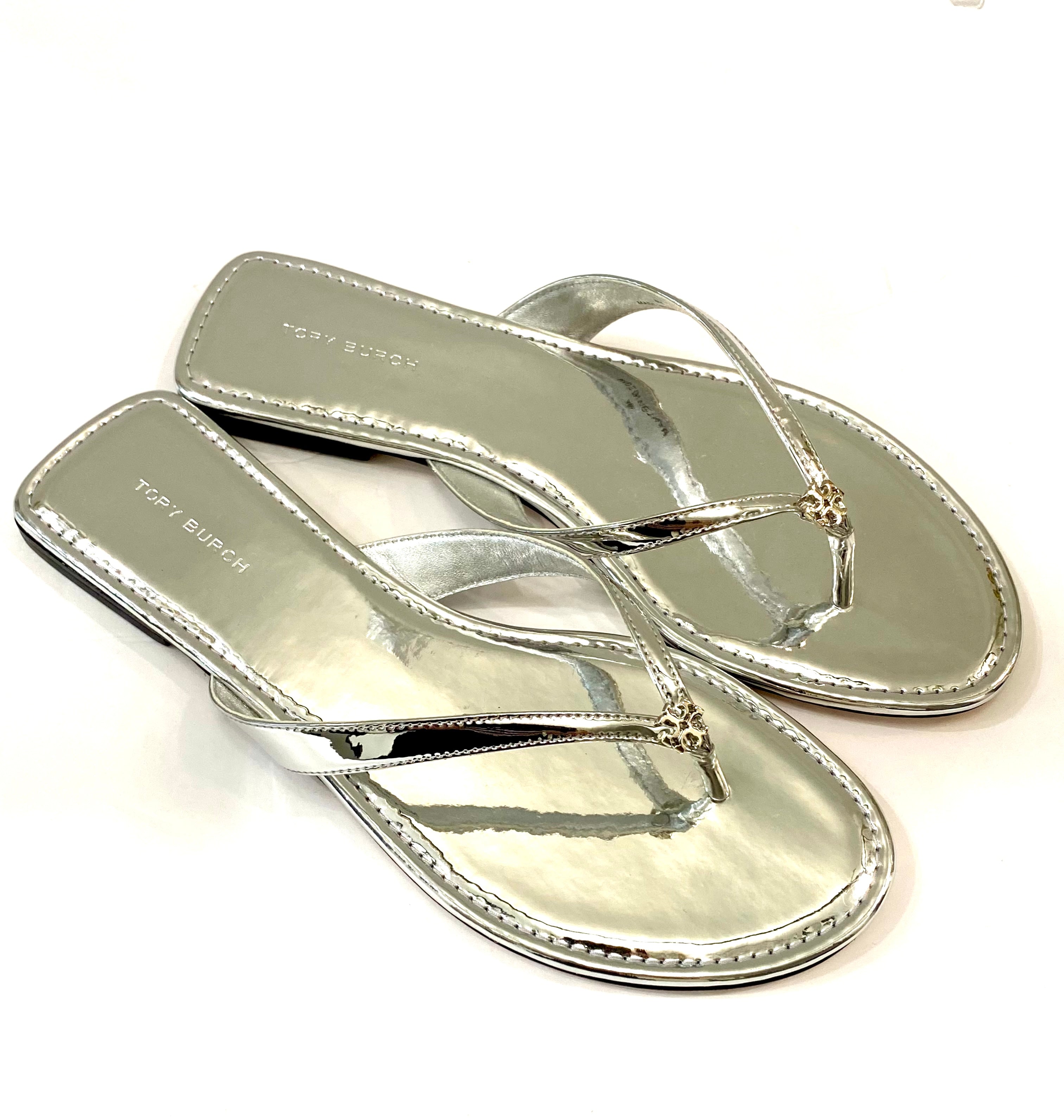 TORY BURCH METALLIC LEATHER CLASSIC FLIP FLOP