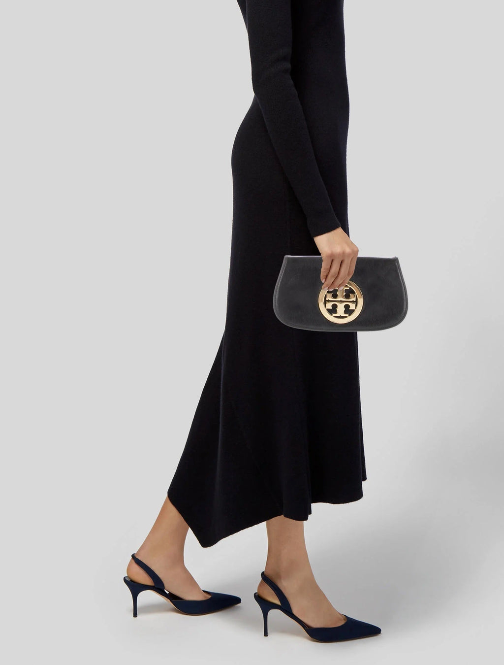 TORY BURCH REVA LOGO CONVERTIBLE CLUTCH BAG WITH CHAIN