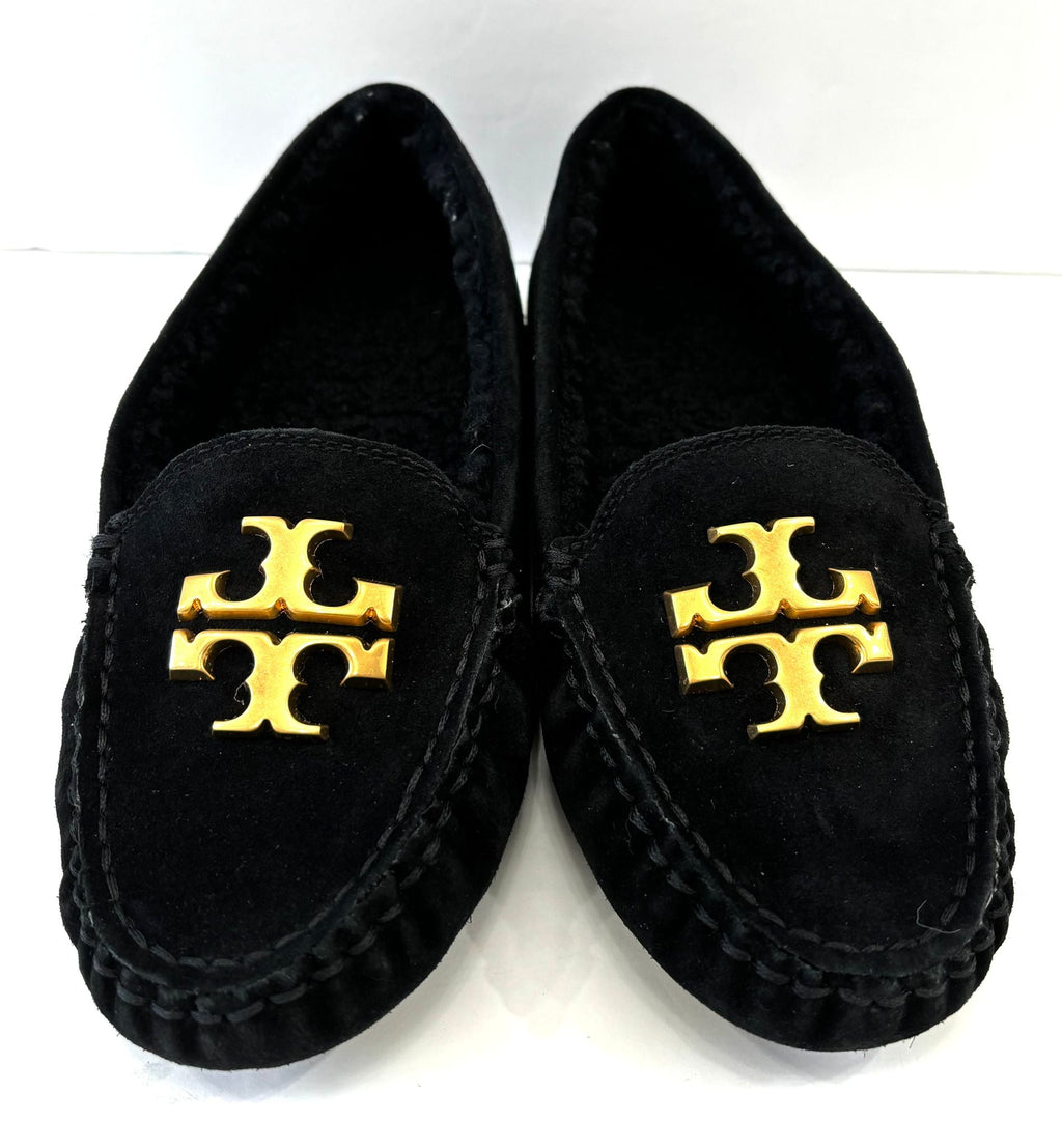 TORY BURCH EVERLY SUEDE SHEARLING LOAFERS