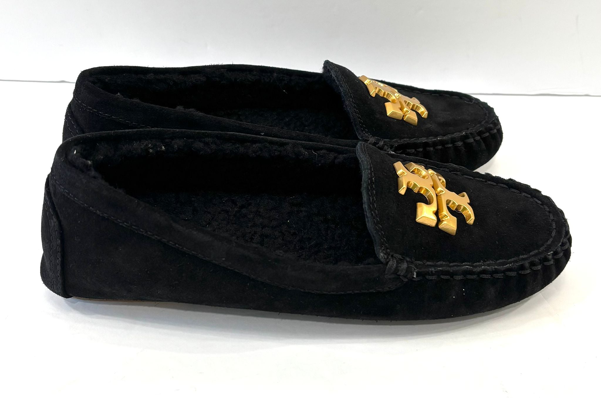 TORY BURCH EVERLY SUEDE SHEARLING LOAFERS