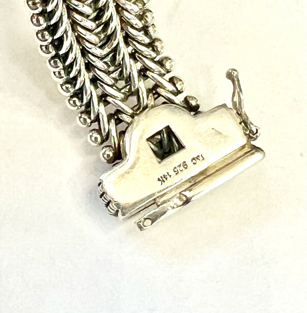TOWN & COUNTRY 14K GOLD STERLING SILVER DIAMOND BRACELET