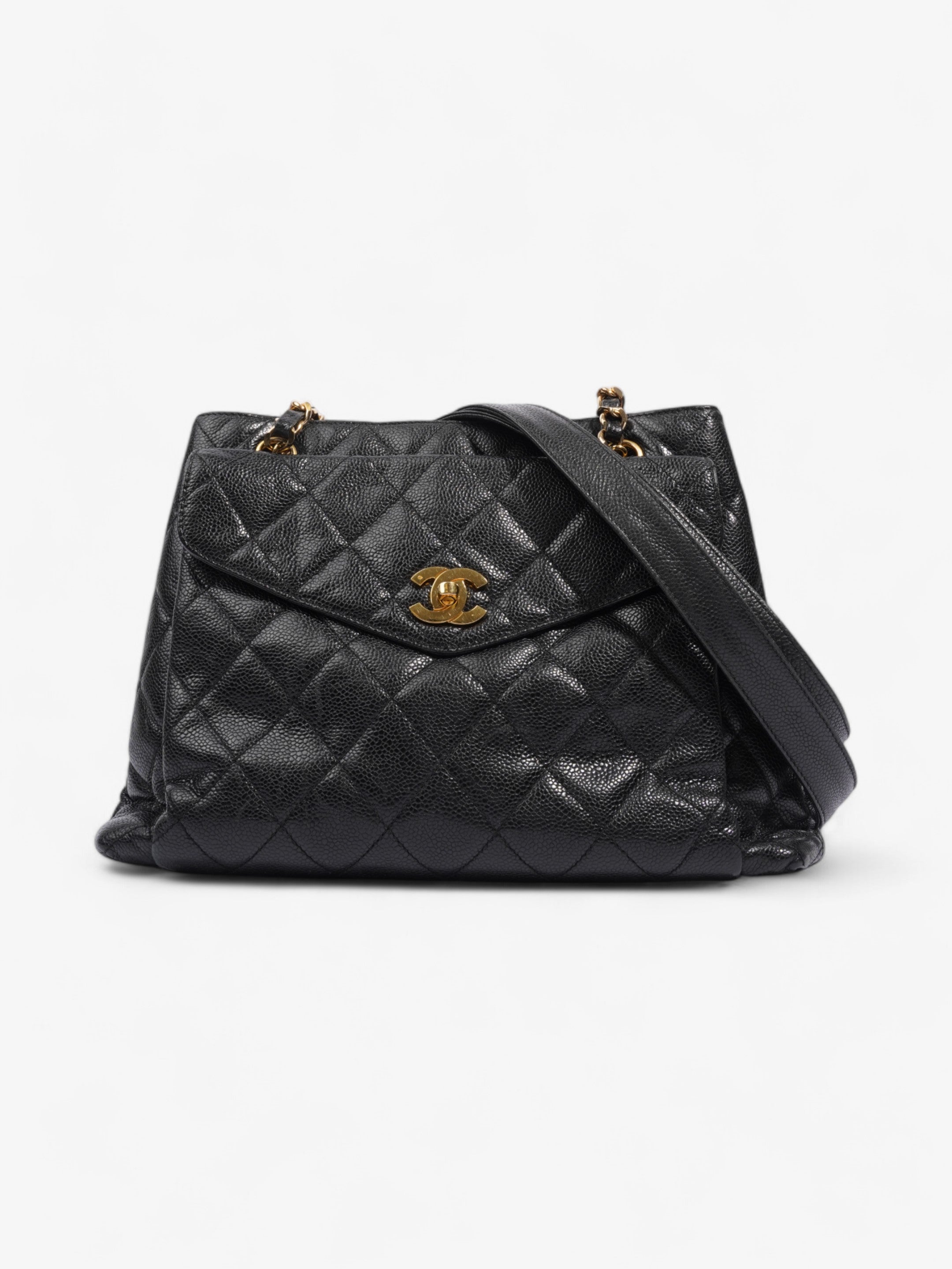 Chanel Cocomark Shoulder Bag Black Caviar Leather