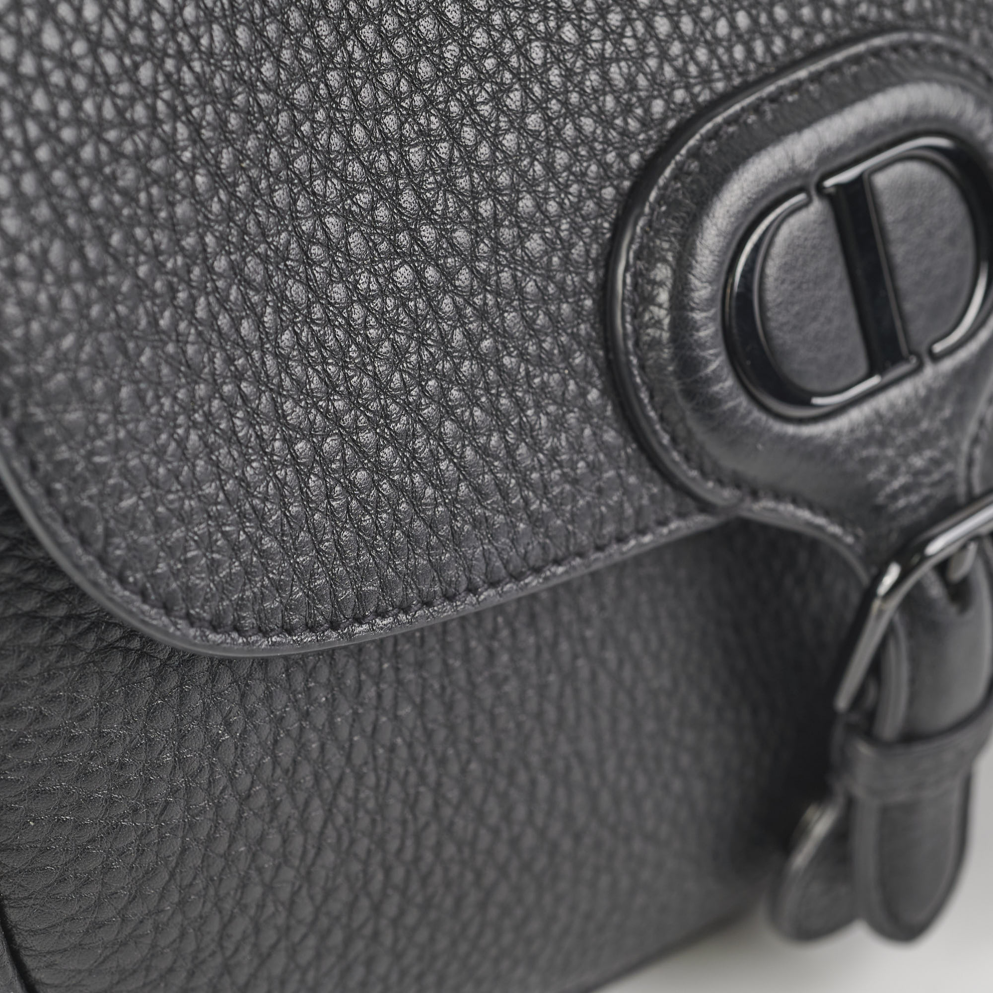 Christian Dior Grained Calfskin Medium Bobby Flap Black