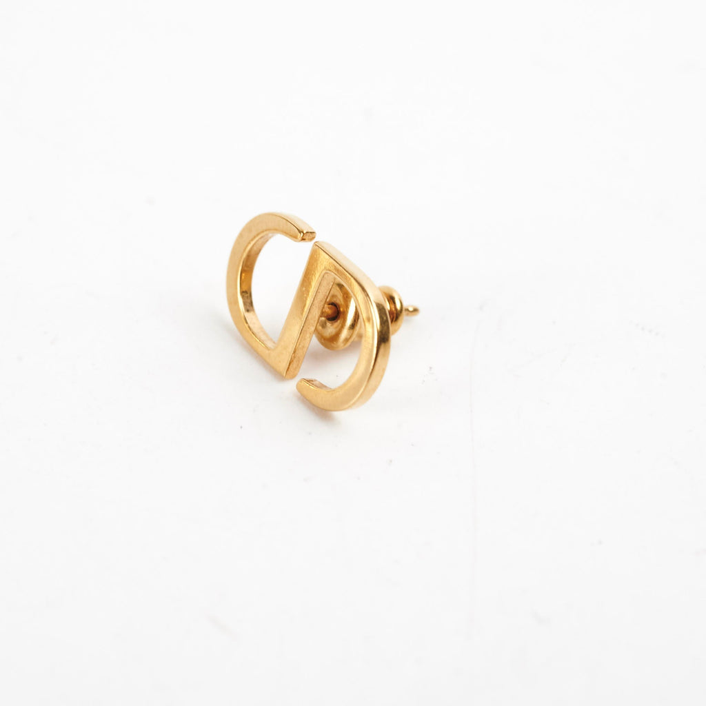 Christian Dior CD Logo Gold Earrings Costume Jewellery