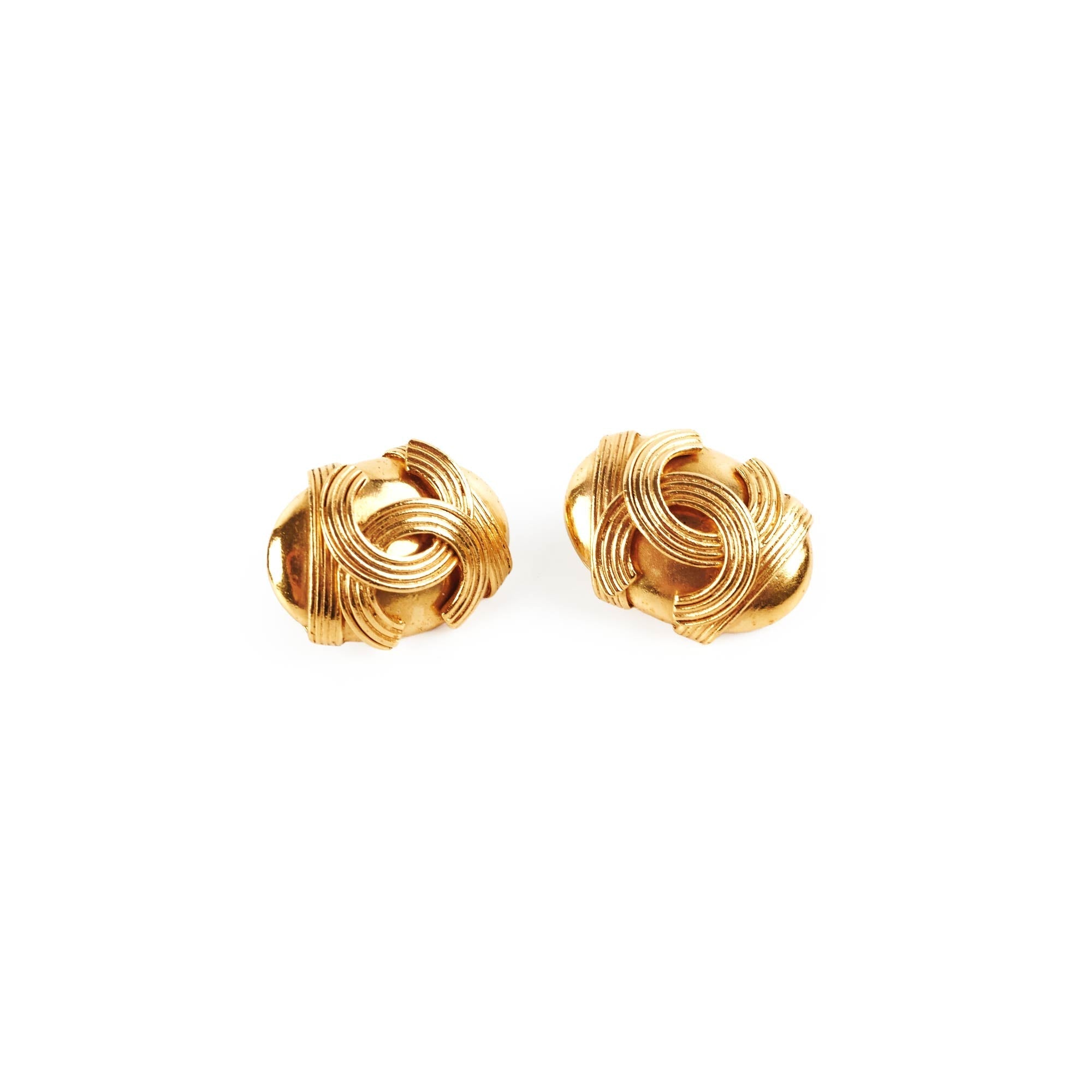 Chanel Vintage Oval Clip On Earrings Costume Jewellery