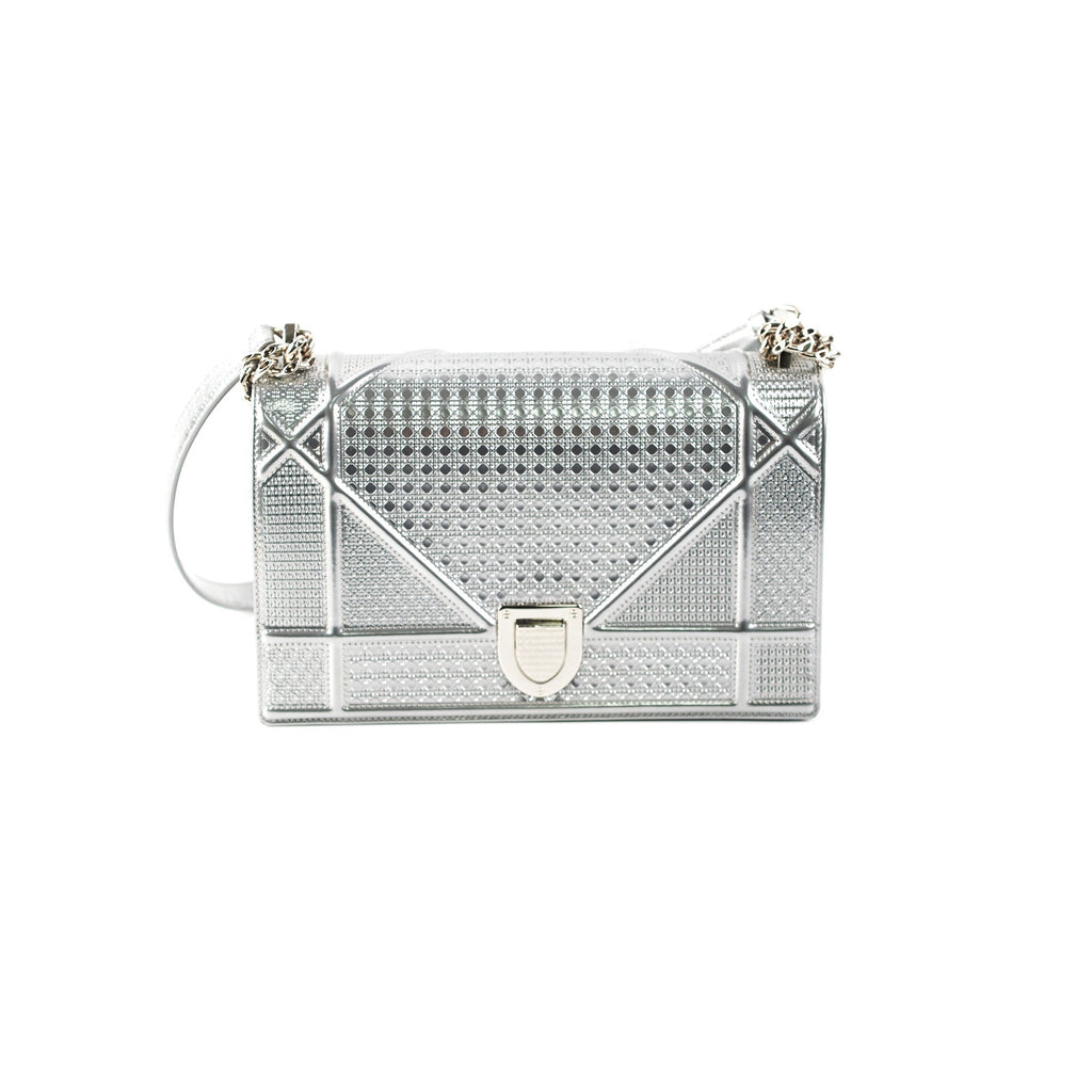 Dior Medium Diorama Metallic Silver