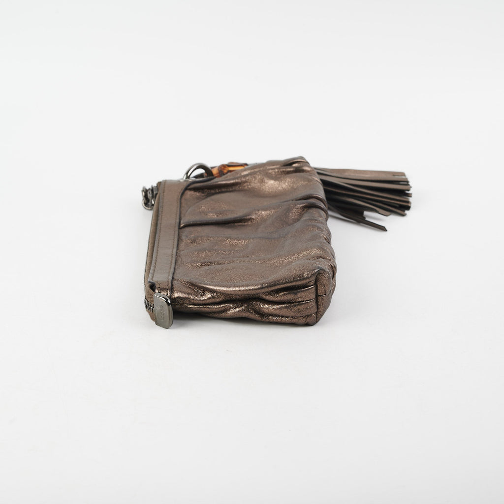 Gucci Metallic Bronze Tassel Pouch