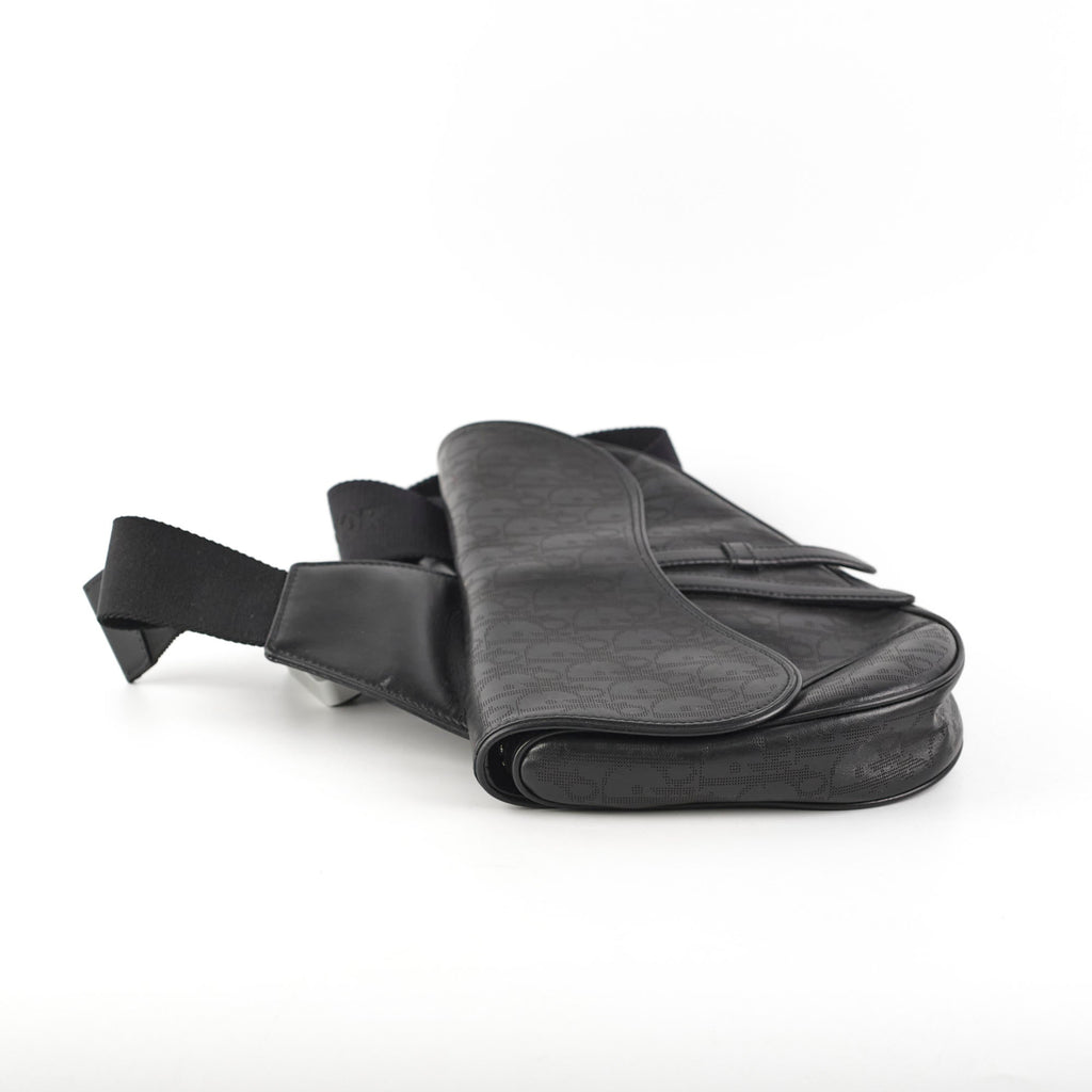 Christian Dior Mens Oblique Leather Saddle Bag