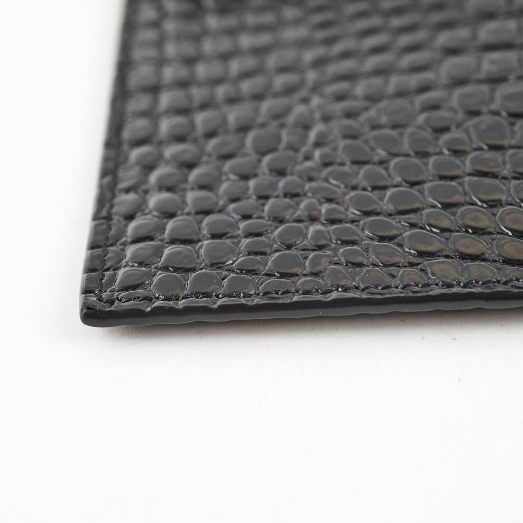 Saint Laurent Uptown Pouch Black Croc Embossed Clutch
