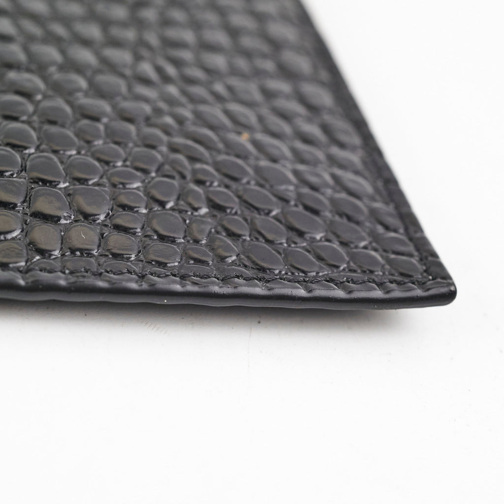 Saint Laurent Uptown Pouch Black Croc Embossed Clutch