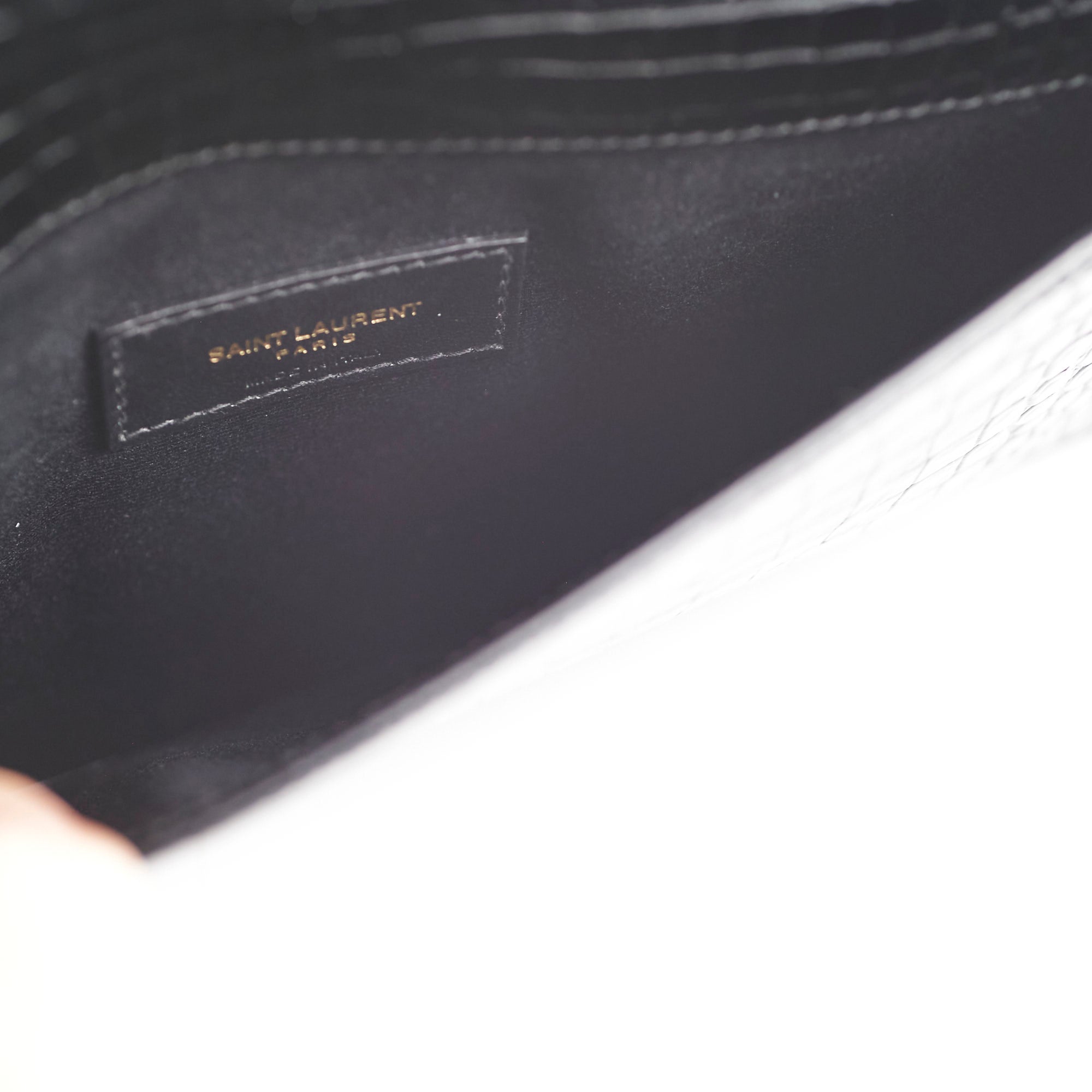 Saint Laurent Uptown Pouch Black Croc Embossed Clutch
