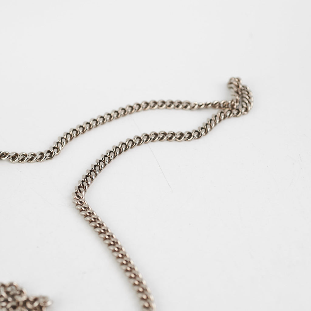 Christian Dior Small Micro Cannage Wallet On Chain Metallic Silver