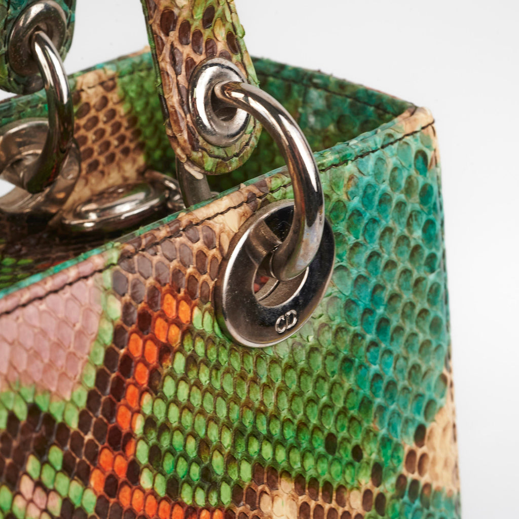 Christian Dior Medium Lady Dior Green Python