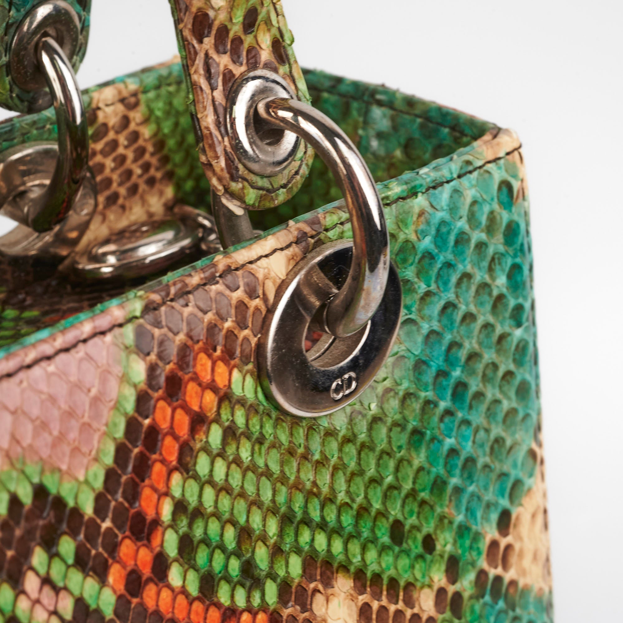 Christian Dior Medium Lady Dior Green Python
