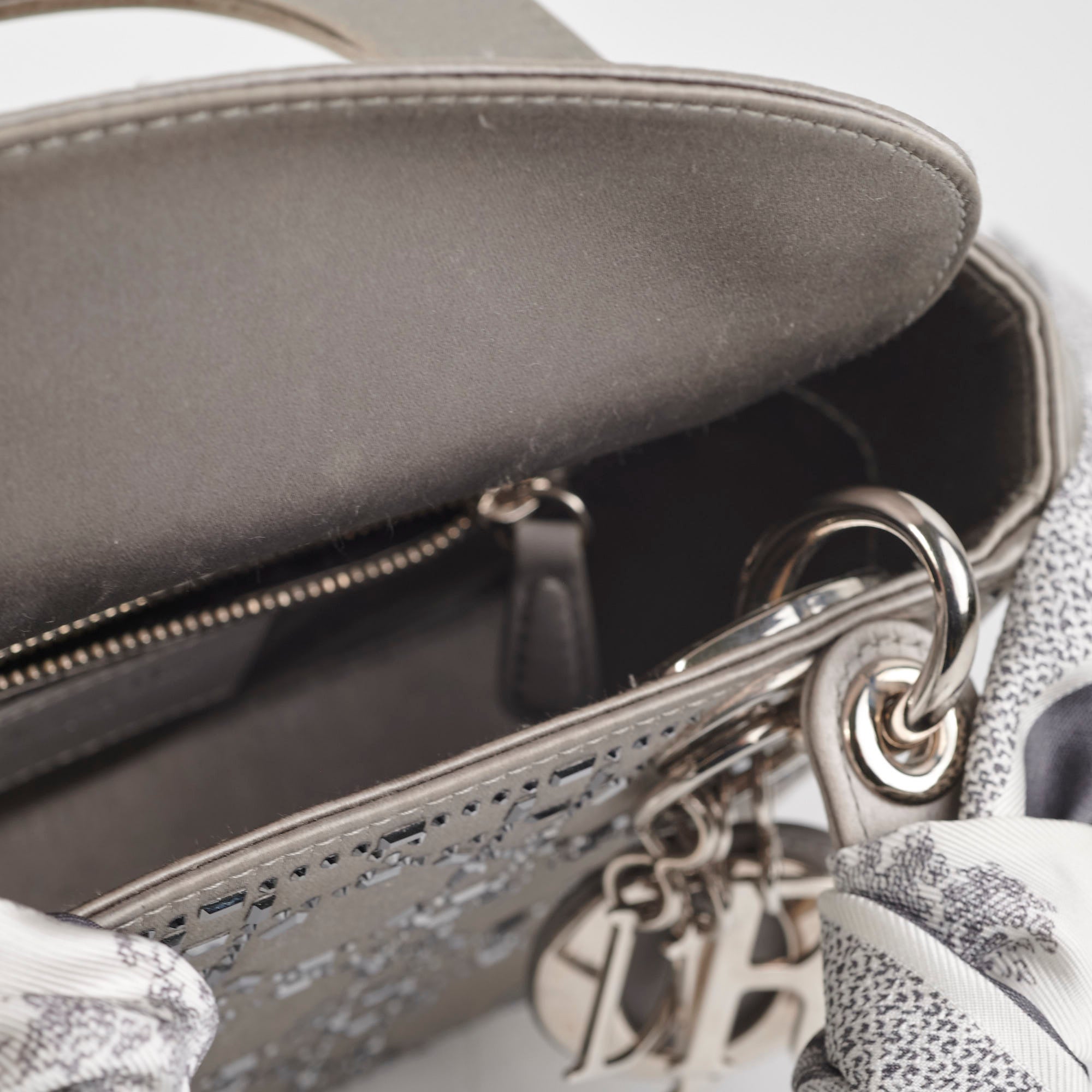 Christian Dior Mini Lady Dior Satin Grey