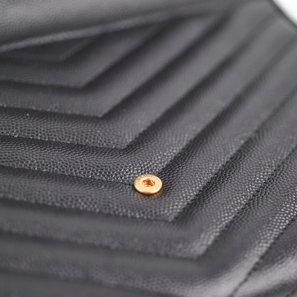 Saint Laurent Grained Leather Black Clutch Wristlet
