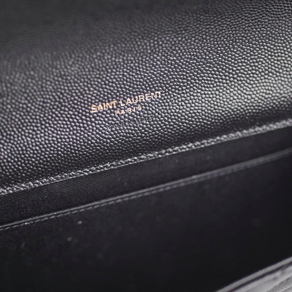 Saint Laurent Grained Leather Black Clutch Wristlet