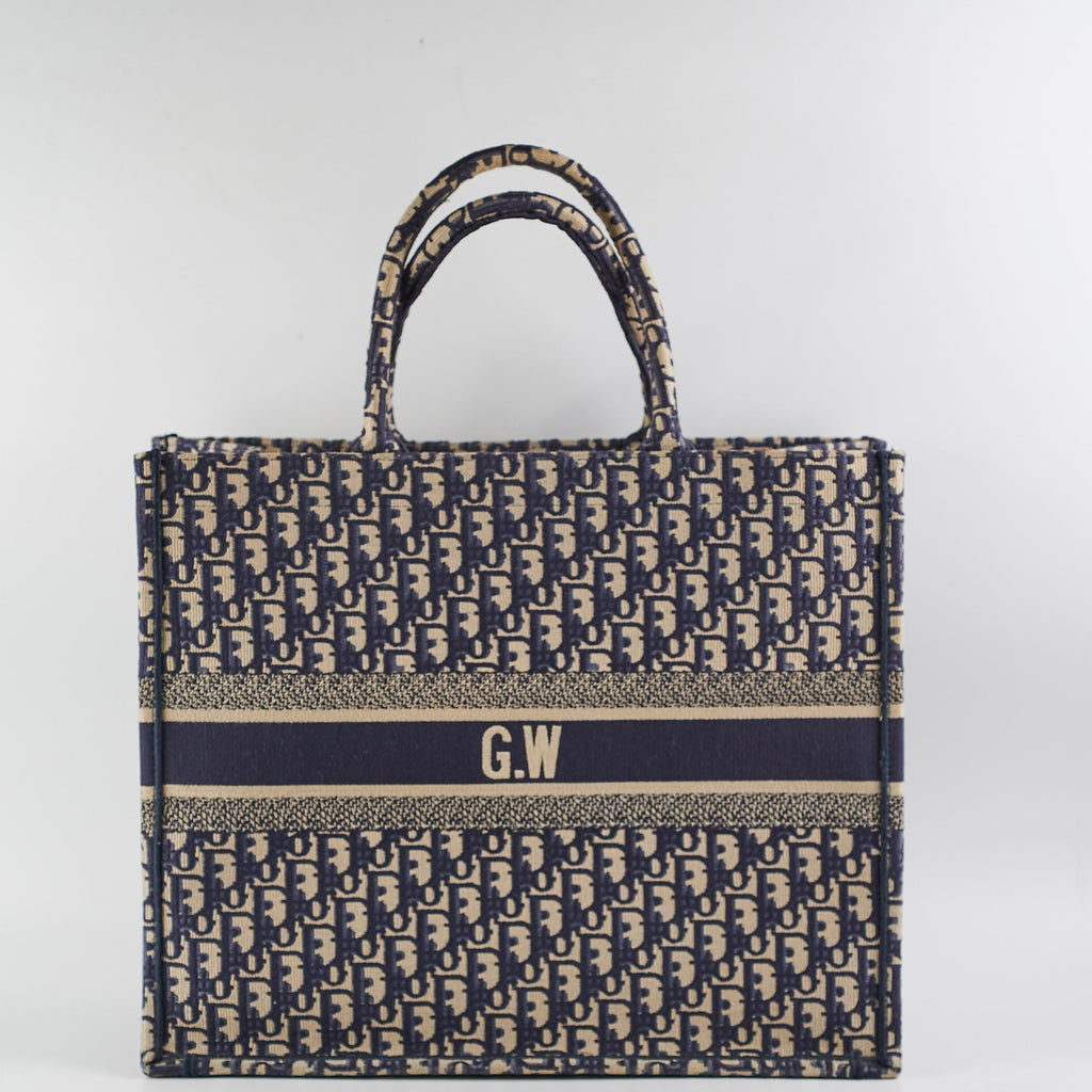 Christian Dior Oblique Book Tote Navy (GW Initials)