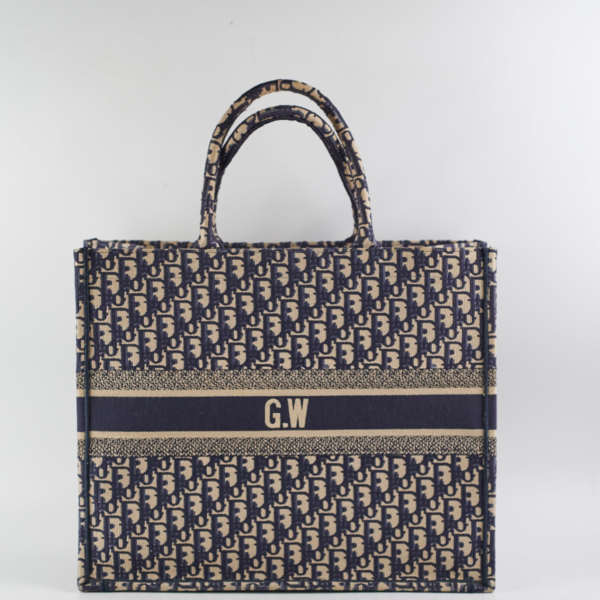 Christian Dior Oblique Book Tote Navy (GW Initials)