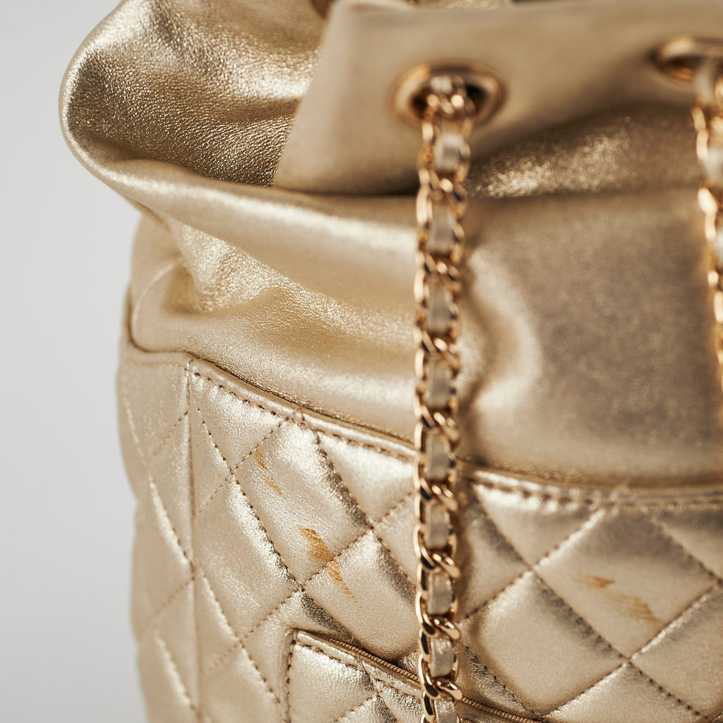 Chanel Metallic Quilted Small Backpack Gold
