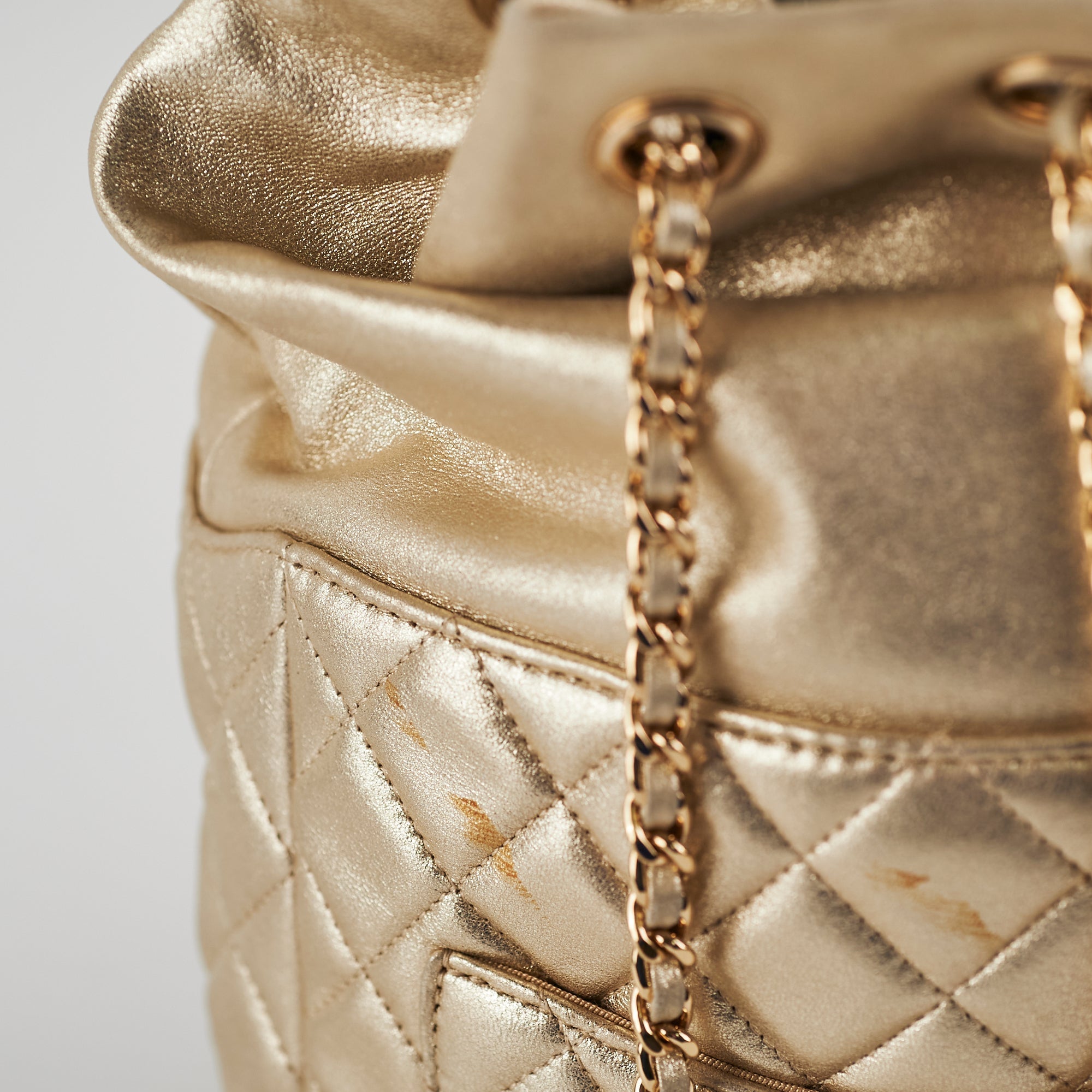 Chanel Metallic Quilted Small Backpack Gold
