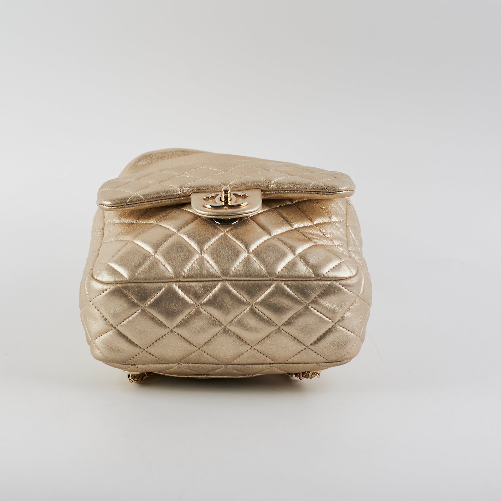 Chanel Metallic Quilted Small Backpack Gold