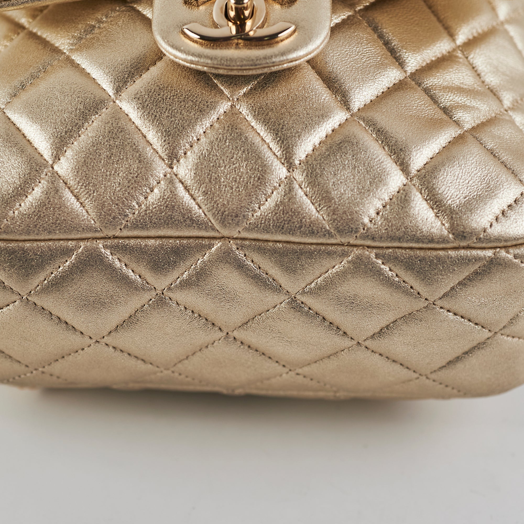 Chanel Metallic Quilted Small Backpack Gold