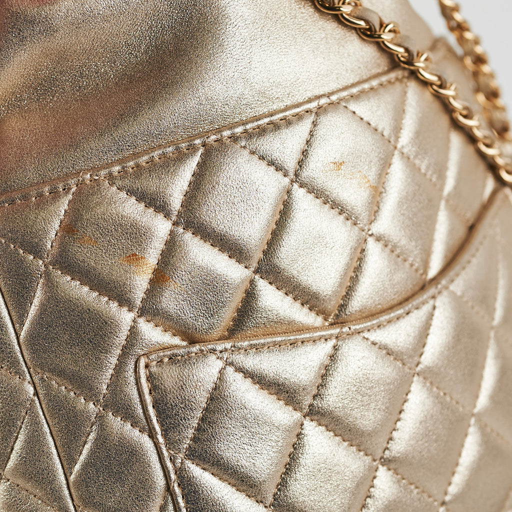 Chanel Metallic Quilted Small Backpack Gold