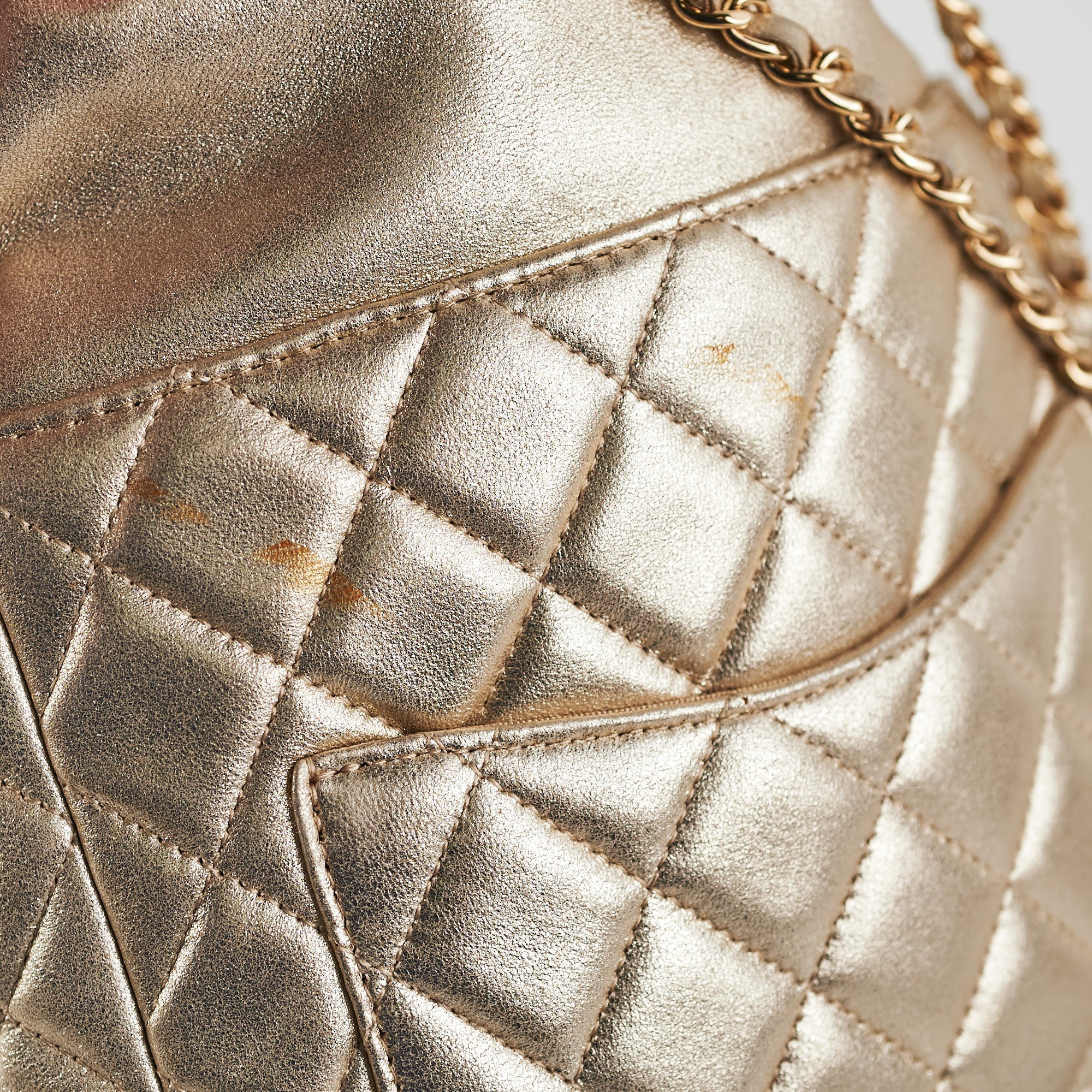 Chanel Metallic Quilted Small Backpack Gold