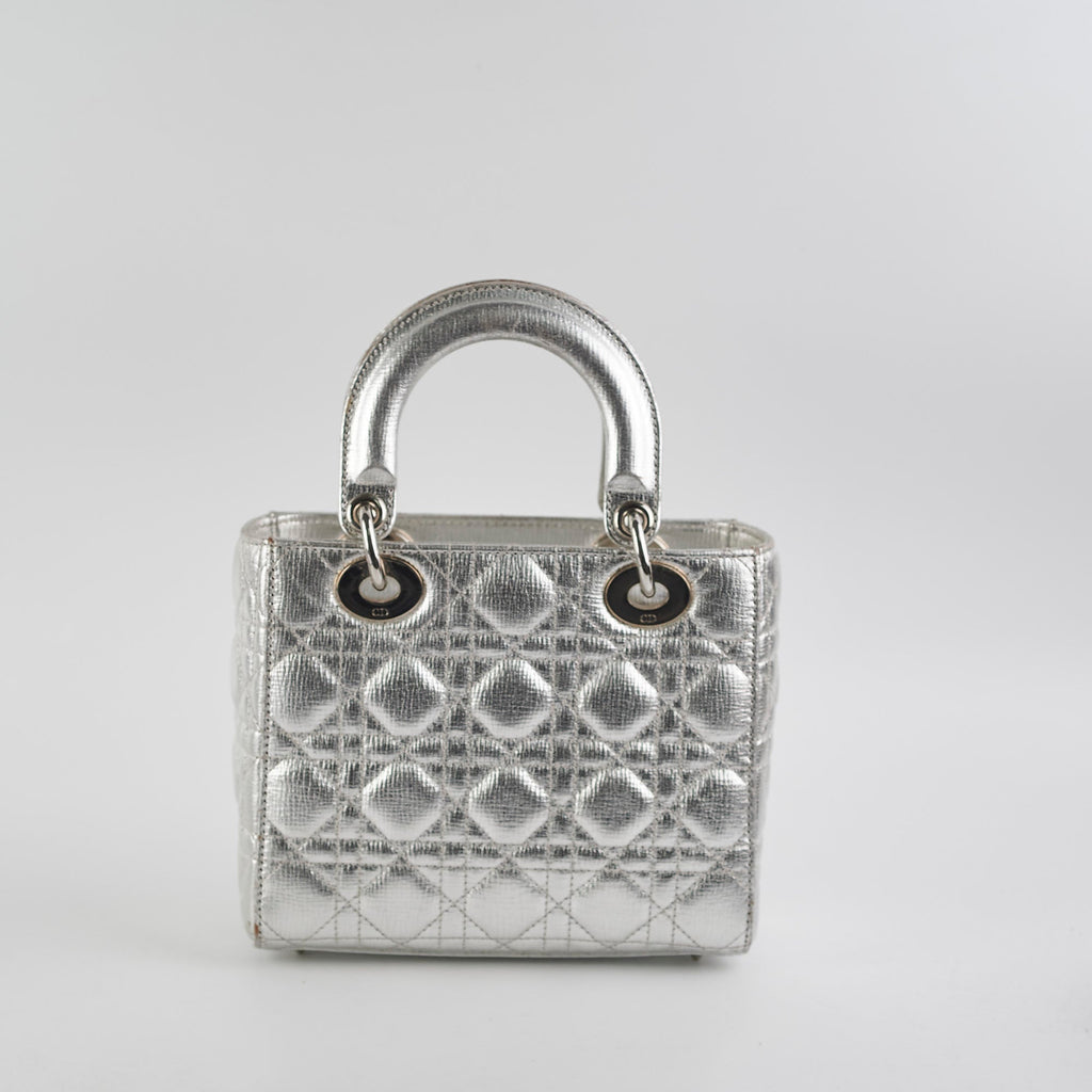 Christian Dior Lady Dior Small Metallic Silver