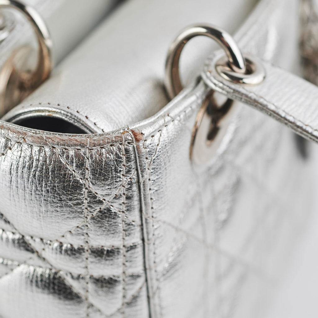 Christian Dior Lady Dior Small Metallic Silver