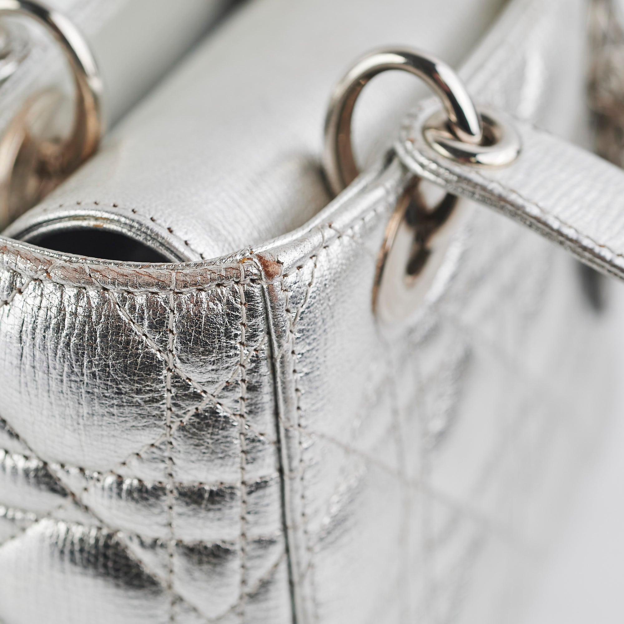 Christian Dior Lady Dior Small Metallic Silver