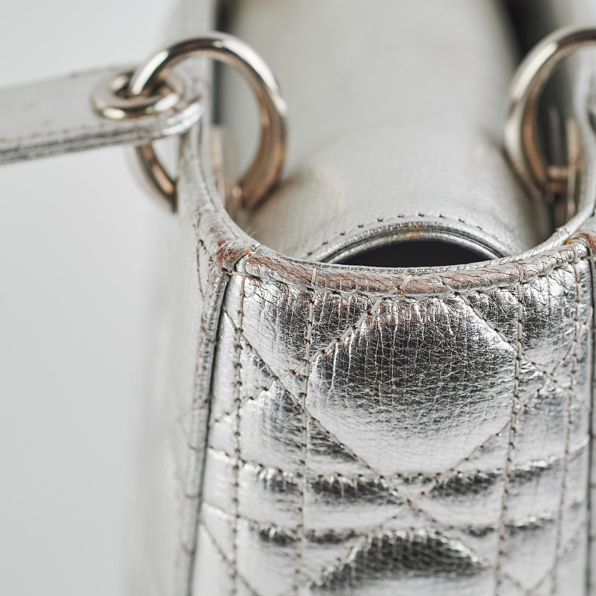 Christian Dior Lady Dior Small Metallic Silver
