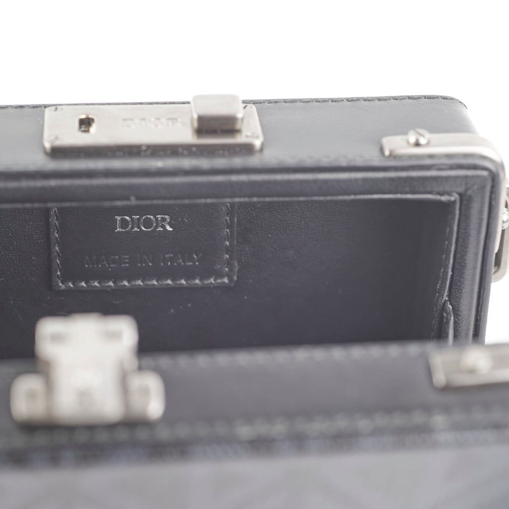 Christian Dior Mini Lock Canvas Crossbody Bag Black/Blue